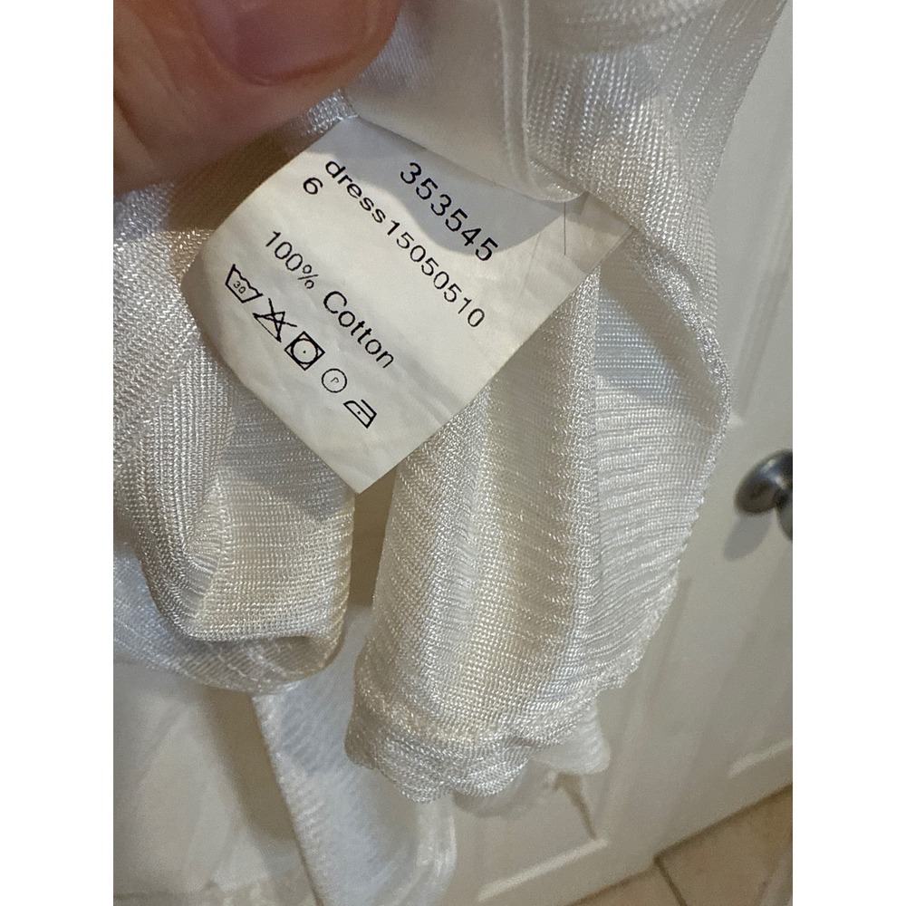 H&M White Dress Eyelet Lace Trim Off Shoulder Casual Summer Medium - Picture 4 of 5